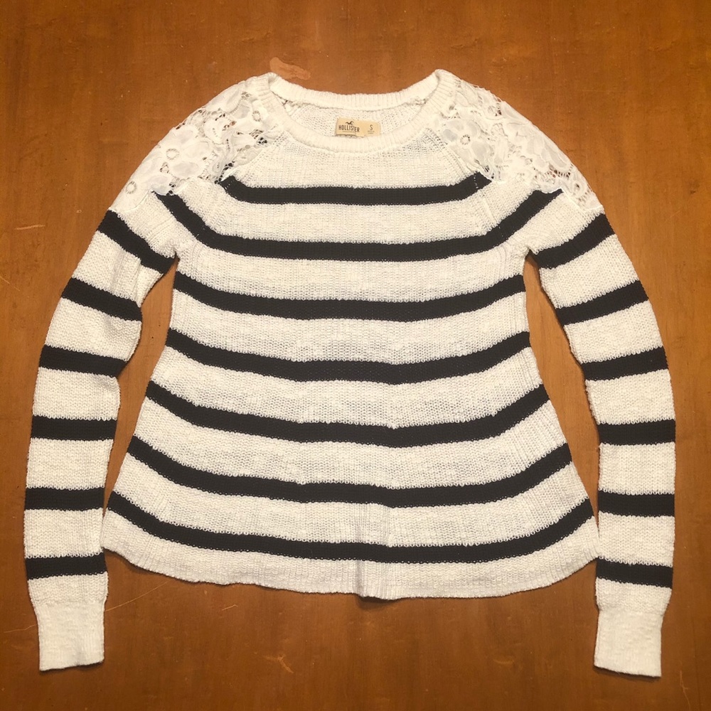 Hollister Striped Sweater with Lace Detail